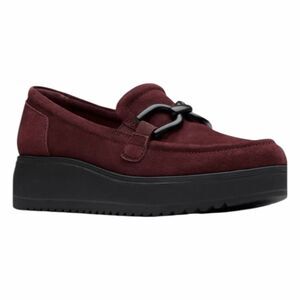 Clarks Zylah Top Slip-On Platform Loafers Plum Suede 10